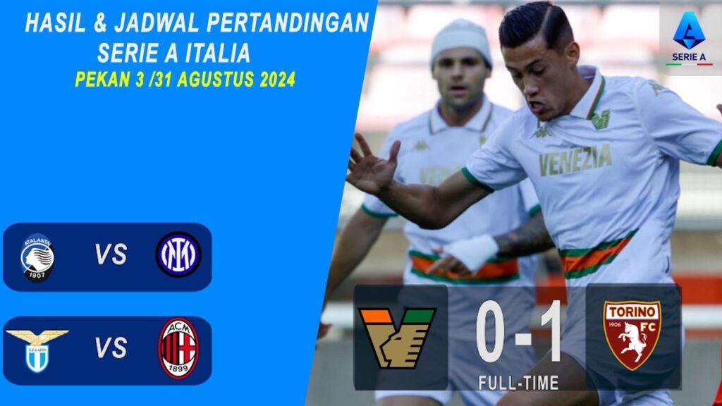 hasil liga italia tadi malam - VENEZIA VS TORINO - INTER MILAN VS ATALANTA - serie a pekan  ke 3