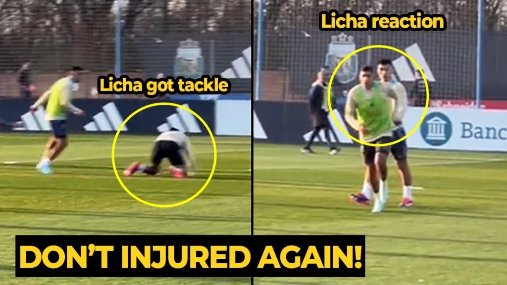 Lisandro Martinez looks ANGRY after he got crazy tackle in Argentina first training ahead Chile