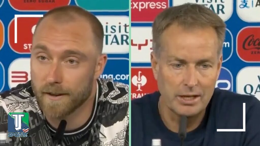 Christian Eriksen and Kasper Hjulmand, on the midfielder SCORING after SCARY 2020 Euro MOMENT