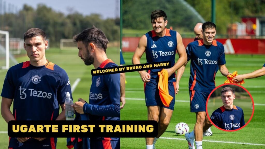 Manuel Ugarte Welcomed By Bruno Fernandes and Harry Maguire in First Training With Manchester United