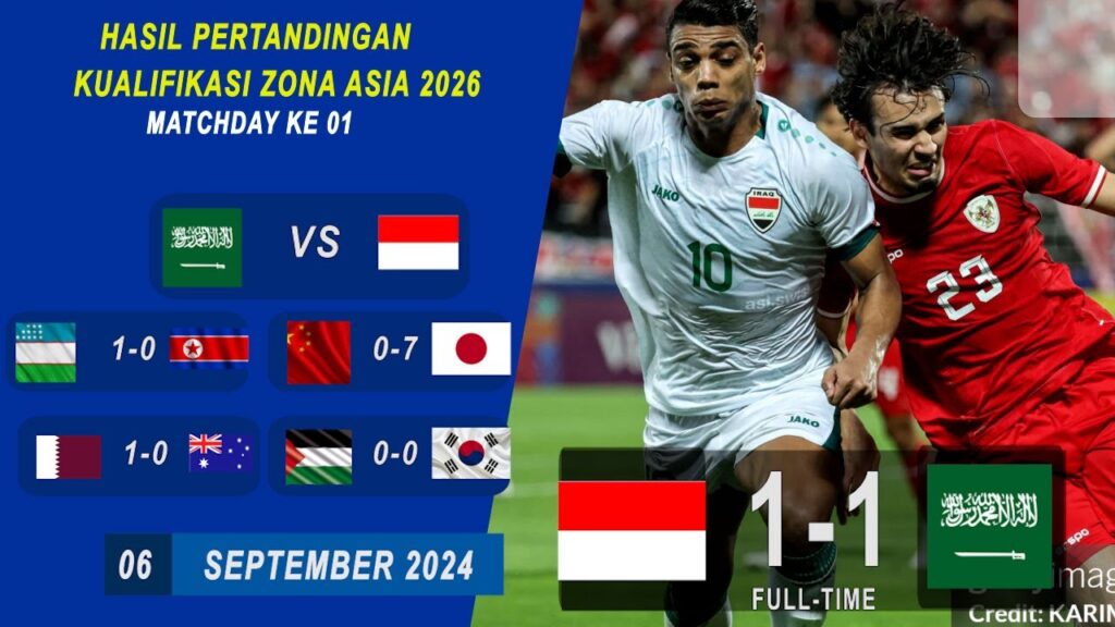 hasil kualifikasi piala dunia putaran ke 3 terbaru - INDONESIA VS ARAB SAUDI - kualifikasi  ke 3