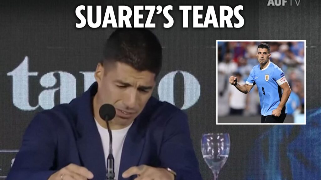 Luis Suarez in tears as former Liverpool & Barcelona star announces RETIREMENT from Uruguay team