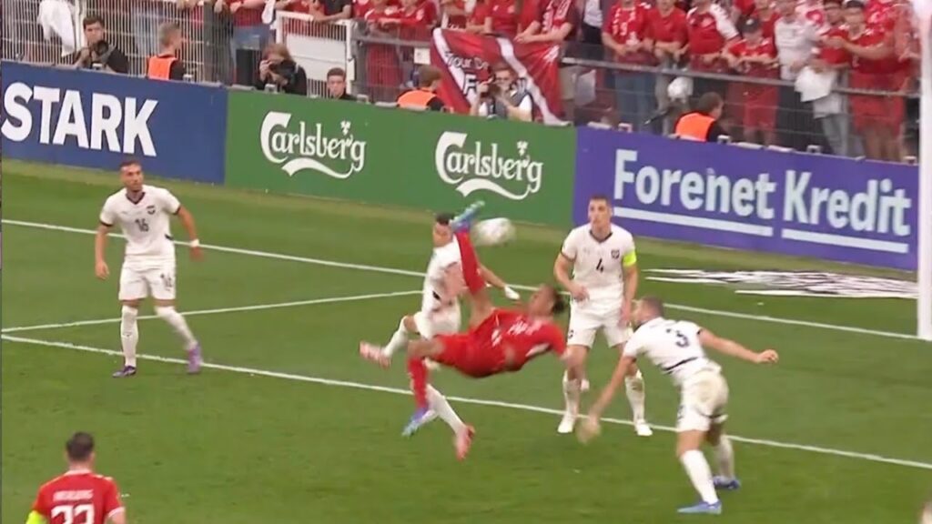 Yussuf Poulsen Bicycle Goal vs Serbia, Denmark vs Serbia Highlights, Uefa Nations League 2024