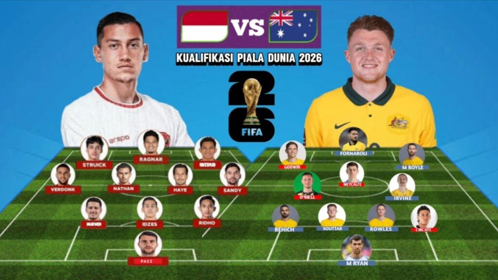 Jay Idsez vs Harry souttar Head To head line up Indonesia vs Australia kualifikasi piala dunia 2026