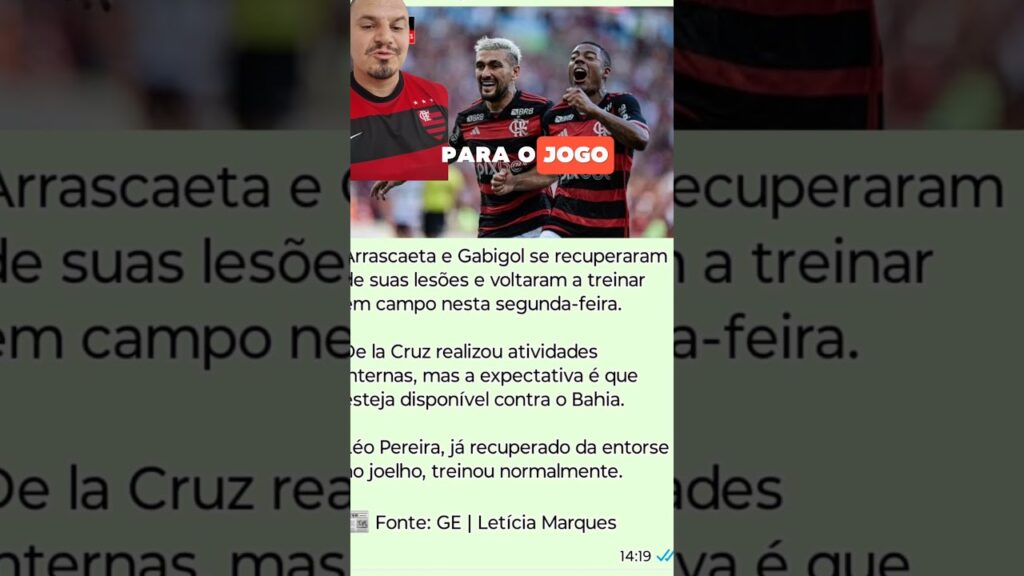 Arrascaeta e Gabigol se recuperaram de suas lesões e voltaram a treinar em campo nesta segunda-f