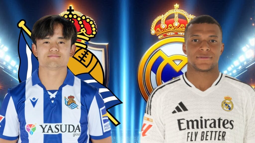 REAL SOCIEDAD VS REAL MADRID CON TAKE KUBO, MBAPPÉ, ARDA GULER, VINICIUS, RODRYGO...