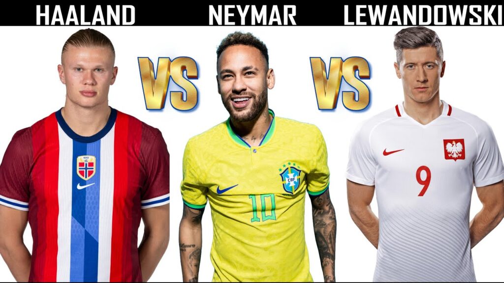 Comparison: Erling Haaland Vs Neymar Júnior Vs Robert Lewandowski.