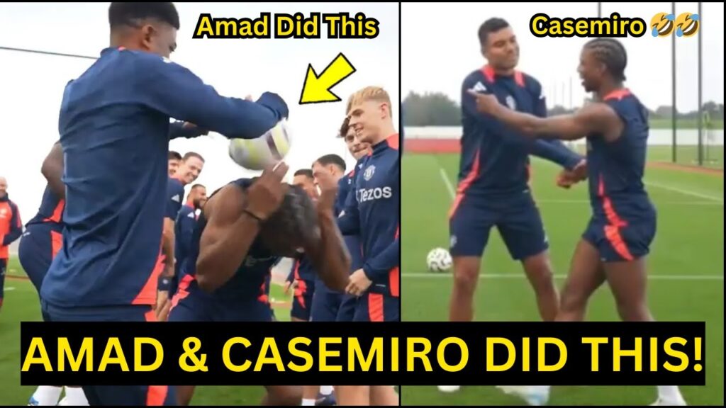 Casemiro & Amad Diallo trolled Tyrell Malacia as he returned to training ahead Crystal Palace game