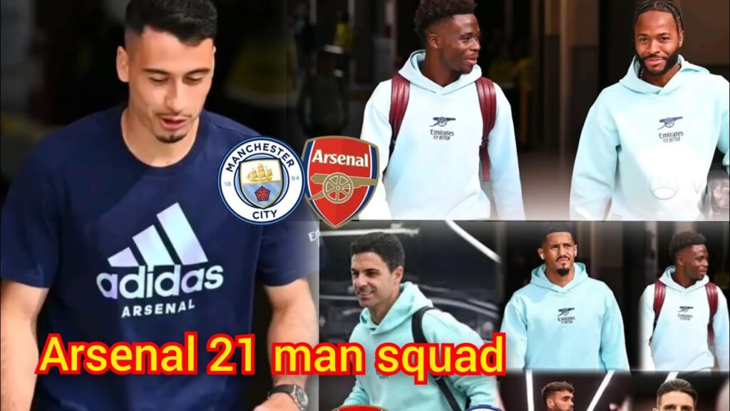Arsenal 21-man squad today: Martinelli, Saka, Stelling, Williams Saliba all spotted at Man city