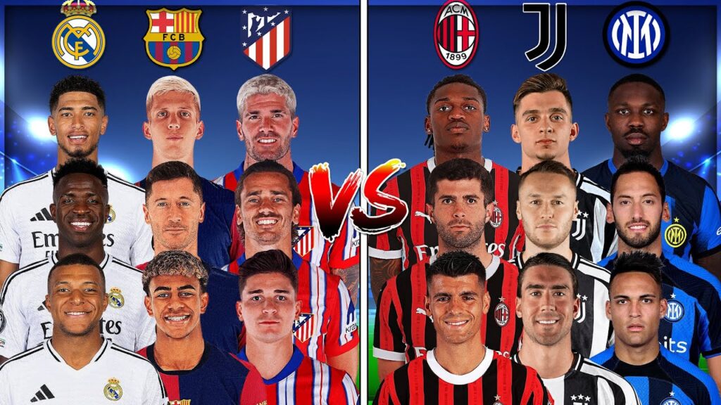 Real Madrid & Barcelona & Atletico Madrid 🆚 Milan & Juventus & Inter - Mbappe Lautaro Comparison🔥