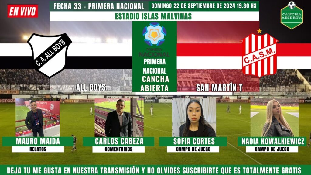 🔴ALL BOYS VS SAN MARTÍN T EN VIVO🔴// PRIMERA NACIONAL 2024 ⚽️ (FECHA 33). EN VIVO POR C.A 🎥🎙!!!