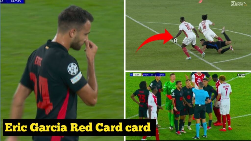Eric Garcia Red Card Vs Monaco | BIG MISTAKE BY TER STEGEN  RED CARD ERIC GARCIA | Champions League