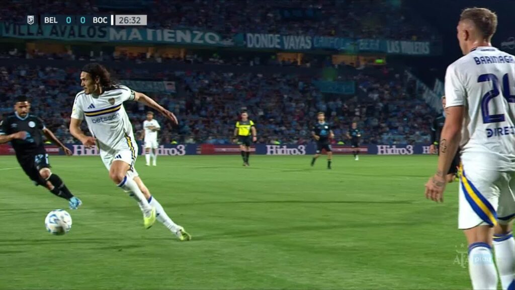 Dura falta de Jara contra Cavani | Belgranos vs Boca Juniors | Torneo Betano 2024