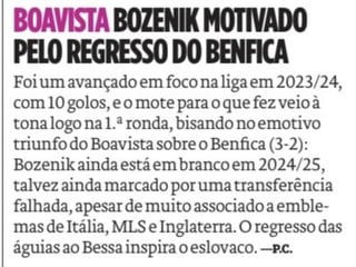 Boavista na imprensa desportiva - 19/09/2024