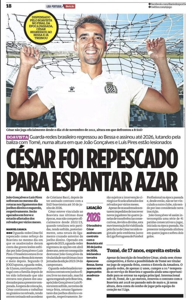 Boavista na imprensa desportiva - 13/09/2024