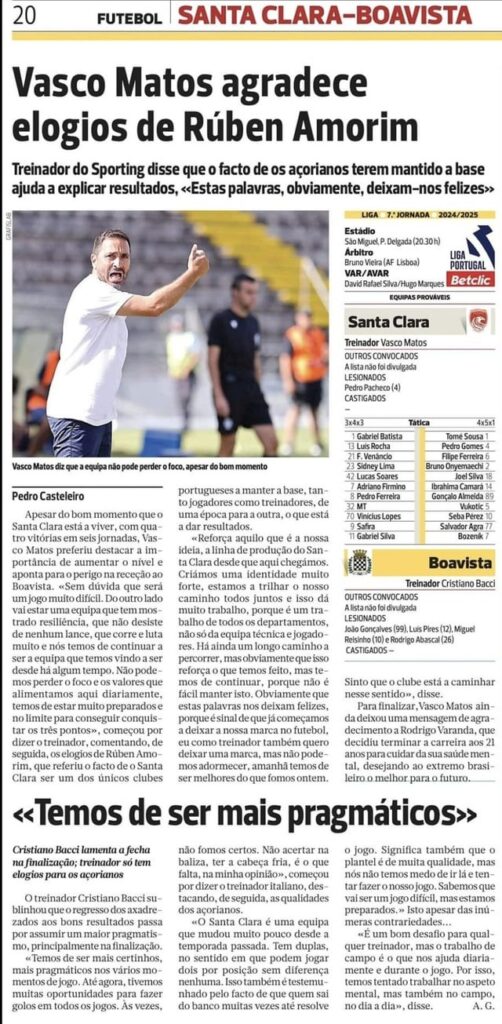 Boavista na imprensa desportiva - 29/09/2024