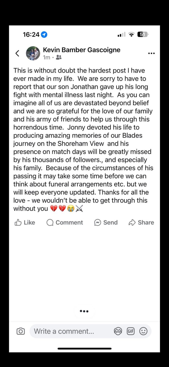 Jonny, from the shoreham view, has sadly passed away.