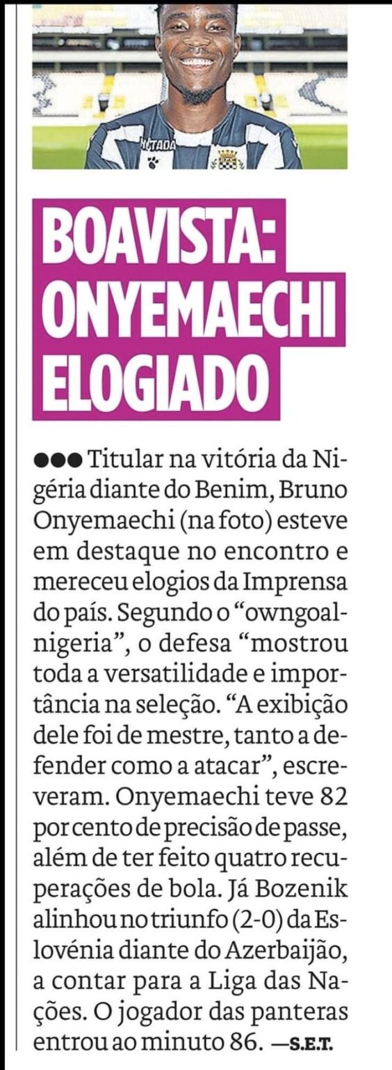 Boavista na imprensa desportiva - 09/09/2024