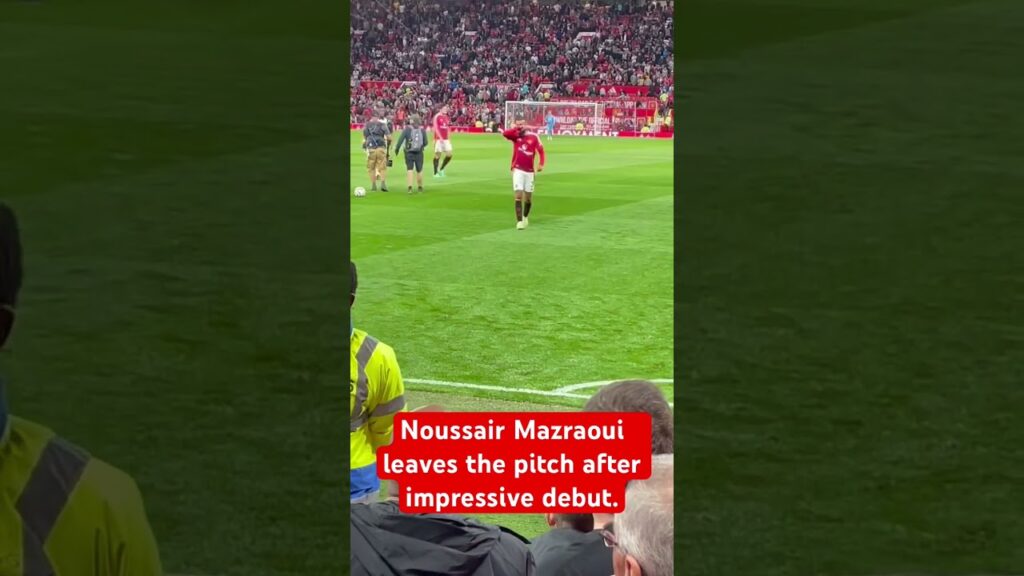 Manchester United debutant Noussair Mazraoui leaves the pitch after an impressive debut