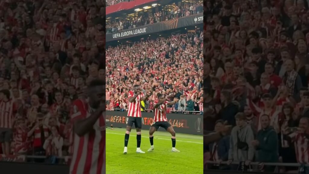 👾 Celebración de Iñaki y Nico Williams, modo Fortnite. #europaleague #SanMames #AthleticClub