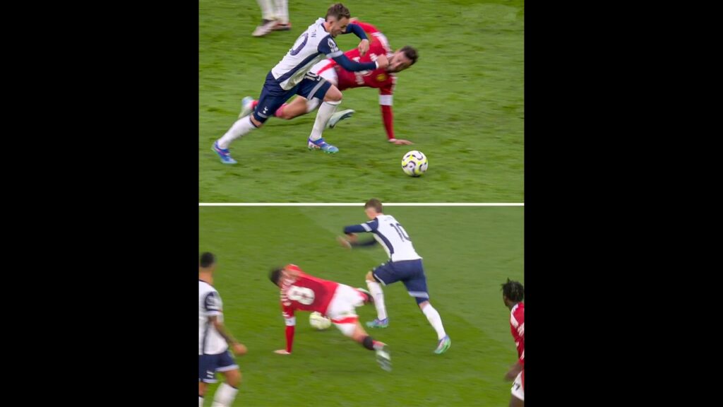 Bruno Fernandes Red Card Tackle on Maddison vs Spurs