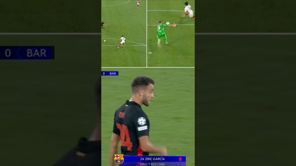 Eric Garcia Straight RED CARD vs Monaco vs Barcelona #shorts