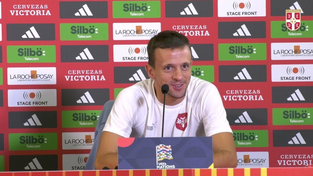 Dragan Stojković i Nemanja Maksimović pred duel sa Španijom u Ligi nacija (Kordoba, 14. 10. 2024)