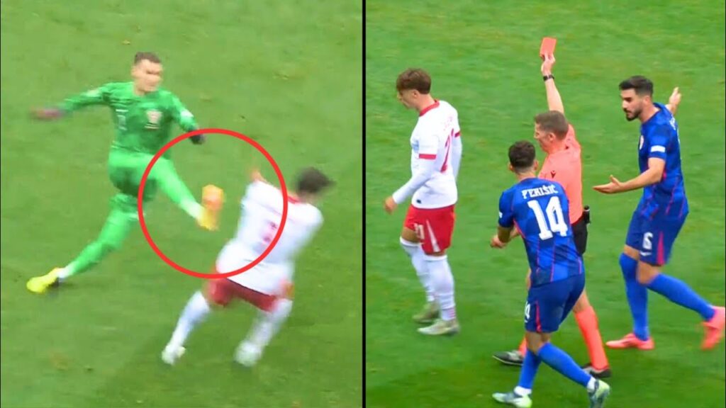 Dominik Livakovic Red Card vs Poland 😳🟥 | Livakovic Horrible Tackle on Lewandowski | Croatia