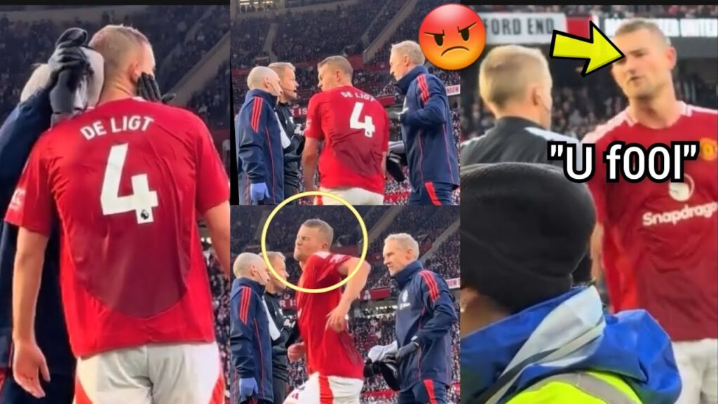 Madness!! see how De Ligt nearly pųnch£s the ref after Manchester United conceded vs Brentford