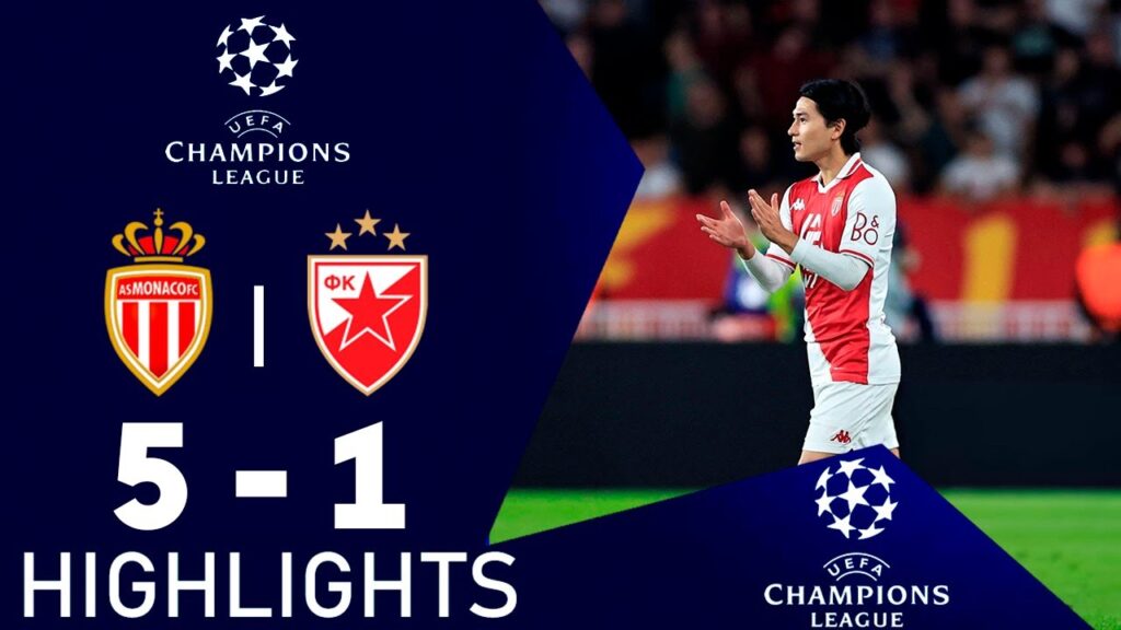 Takumi Minamino Goal | AS Monaco vs Crvena zvezda 3-1 Highlights | UEFA Champions League 2024