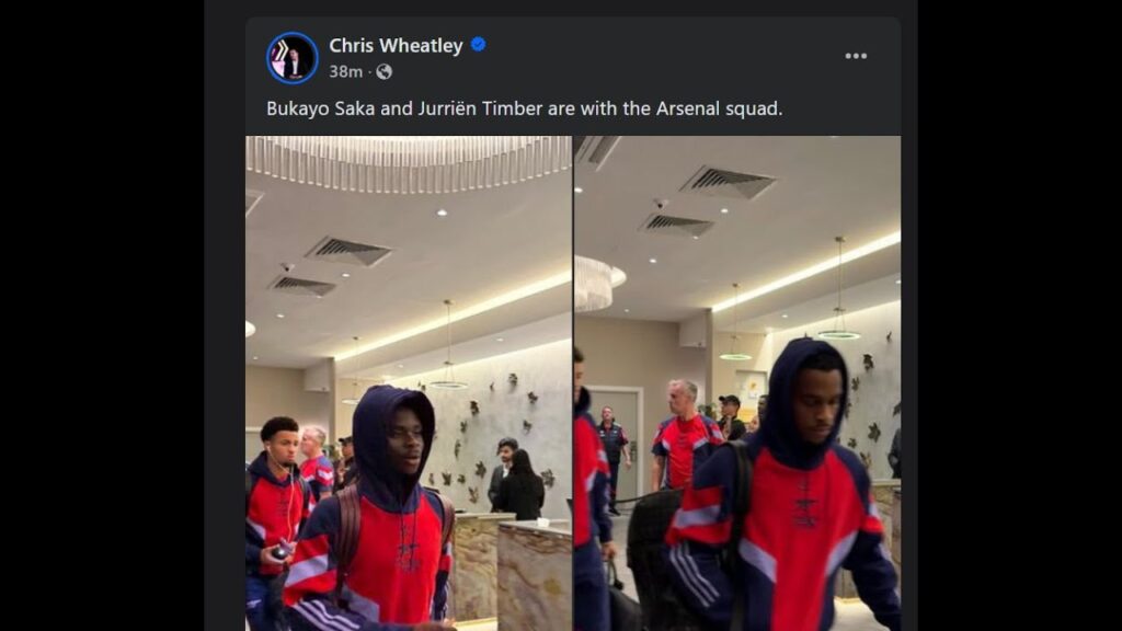 Bukayo Saka and Jurriën Timber are with the Arsenal squad For Liverpool