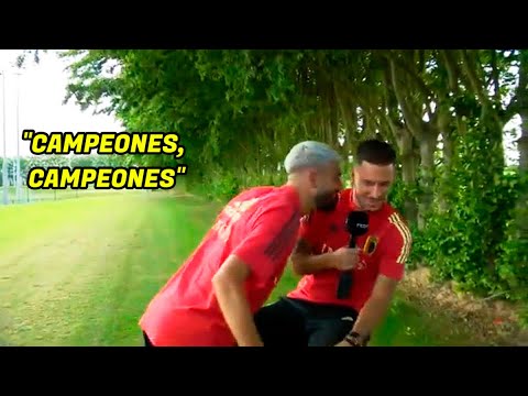 Yannick Carrasco interrumpió entrevista a Hazard para restregarle en la cara el título del Atlético