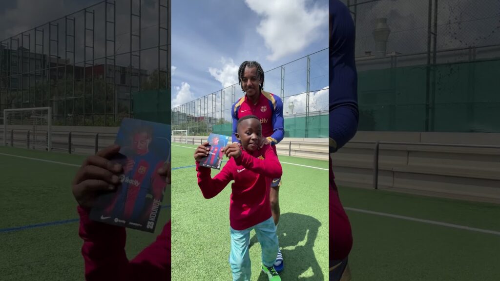 🎶 Habibi habibi, welcome to my city 🎶 Jules Kounde 🤝 Masaka kids africana #shorts #fcbarcelona