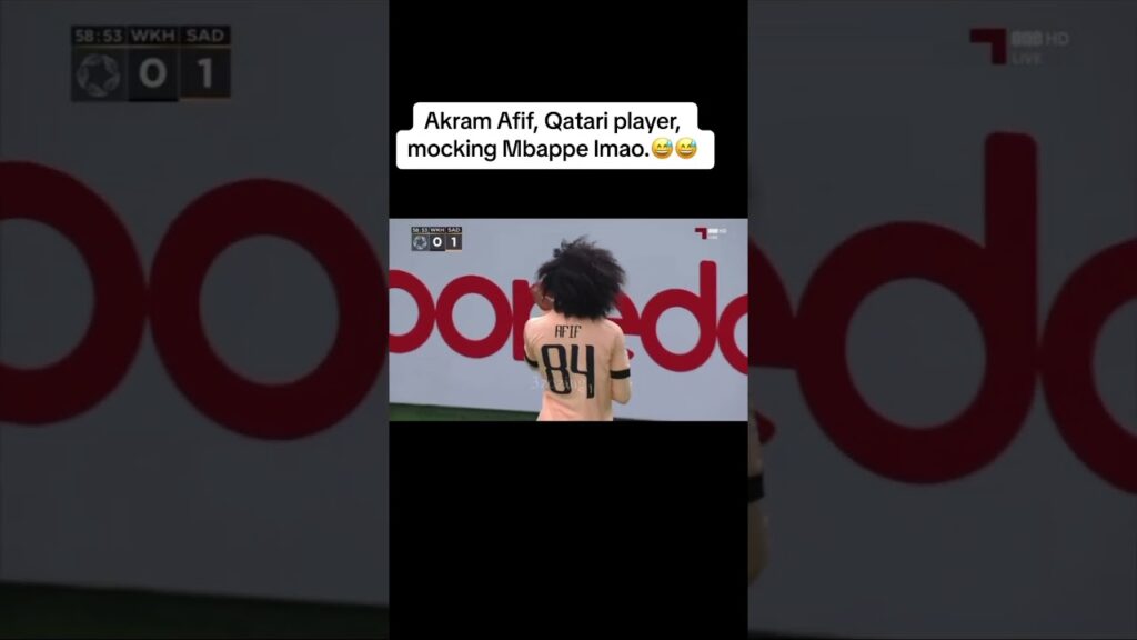 Akram Afif, Qatari player, mocking Mbappe lmao.😅😅