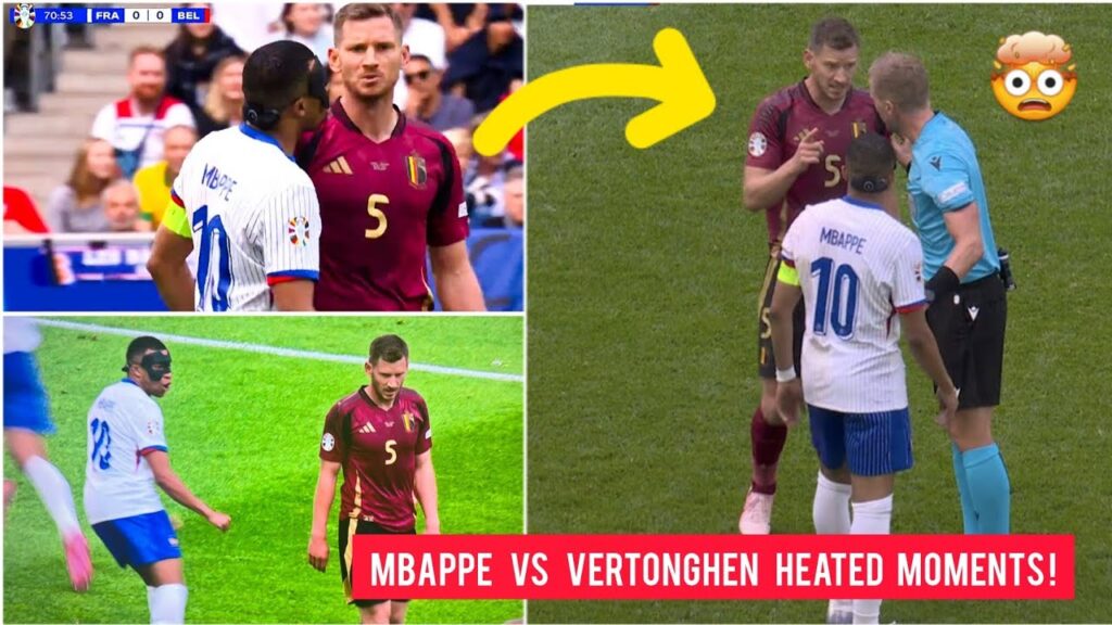 Kylian Mbappé running into Jan Vertonghen face and clashed with him after own goal: France v Belgium