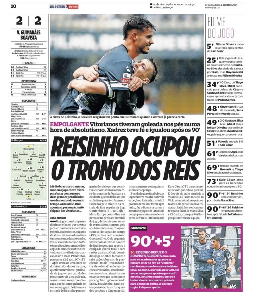 Boavista na imprensa desportiva - 07/10/2024