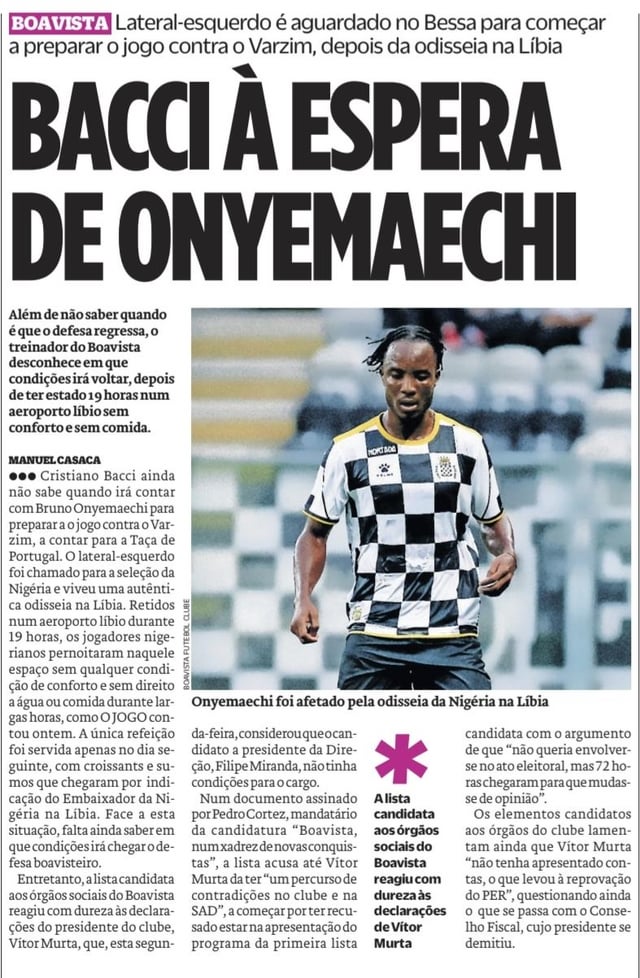 Boavista na imprensa desportiva - 16/10/2024