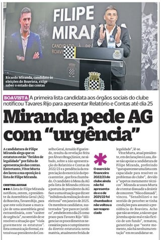 Boavista na imprensa desportiva - 15/10/2024