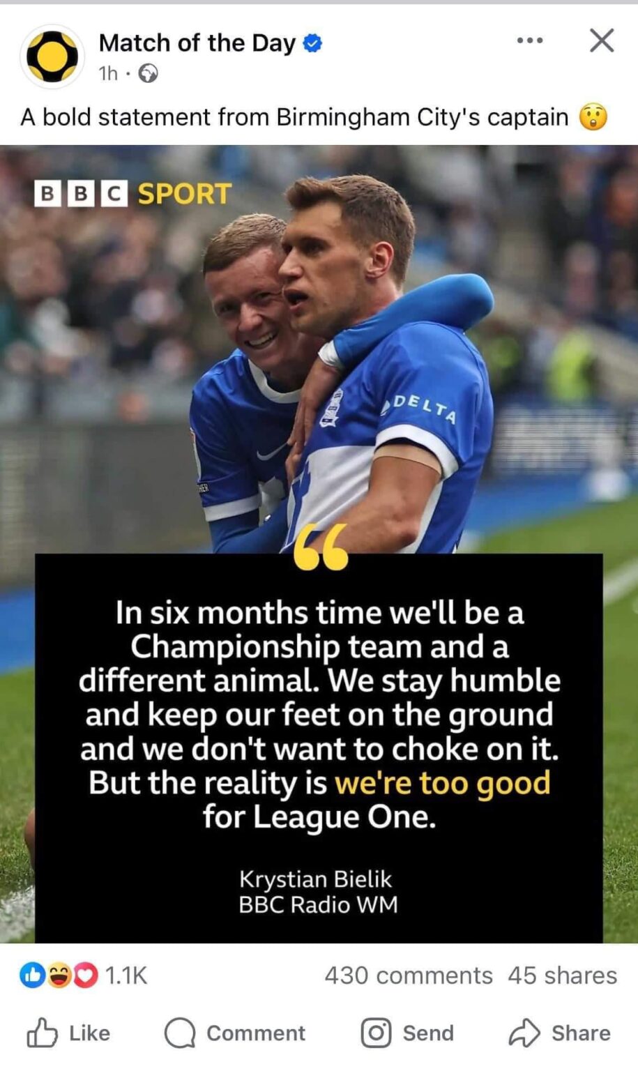 "And I'll tell you, honestly, I would love it if they don't get promoted. Love it"