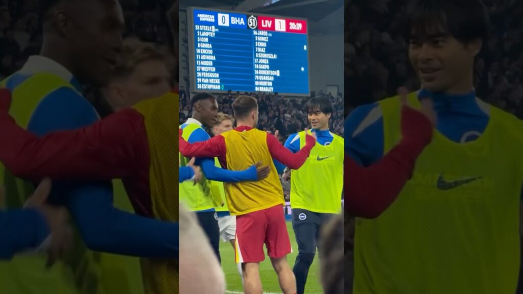 Mac Allister catches up with former teammates Danny Welbeck & Kaoru Mitoma | Brighton 2-3 Liverpool