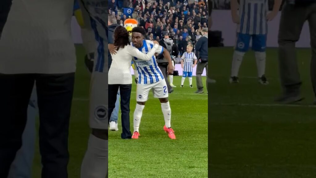 Tariq Lamptey hugs fan before Liverpool match #football #carabaocup #brighton #liverpool #lamptey