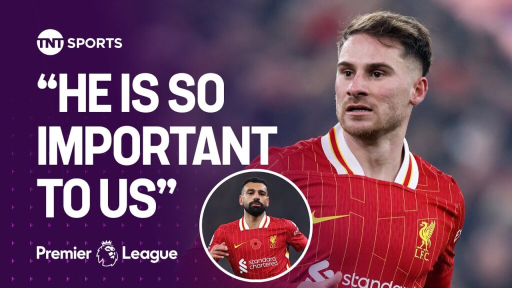 Alexis Mac Allister reacts after Liverpool's win against Villa and Mo Salah’s amazing performance 🙌