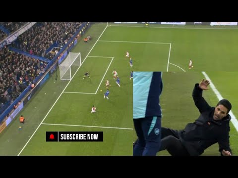 Arteta goes crazy after Leandro Trossard last minute miss against Chelsea