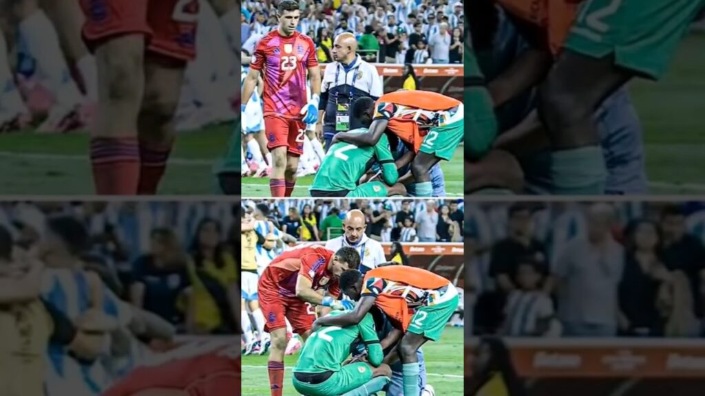 Emiliano Martínez took his time to go to Goalkeeper Alexander 😢💔