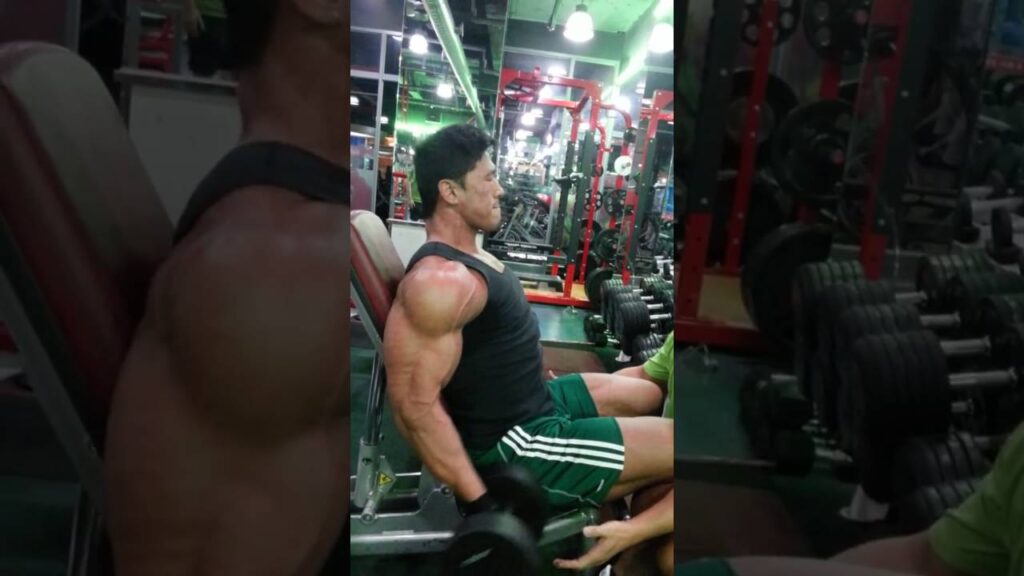 Korean Bodybuilder training biceps