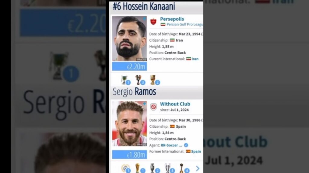 در ترانسفر مارکت حسین کنعانی قیمتش از سرخیو راموس بیشتره😂😂😱😱😱😱😱😱😱😱😱