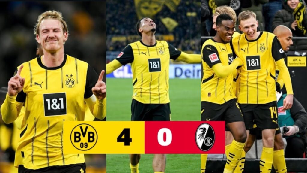 Borussia Dortmund gegen  SC Freiburg 4-0 & Highlights Tore & & Julian Brandt Freistoß vs Freiburg