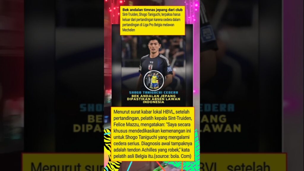 SHOGO TANIGUCHI BEK JEPANG MENGALAMI CIDERA