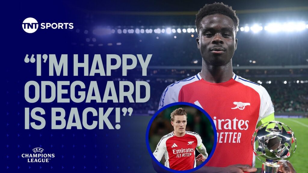 Bukayo Saka heaps praise on Martin Odegaard after Arsenal thrash Sporting in the #UCL 🔴