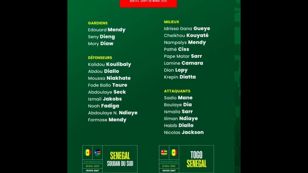 La liste d'Aliou Cissé pour les éliminatoires du Mondial 2026 #shorts #senegal